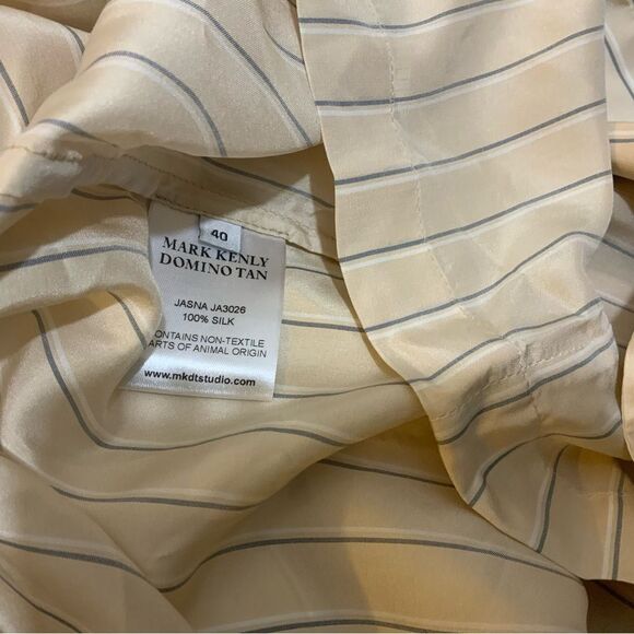 Mark Kenly Domino 100% linen Tan Striped/Top, Size 40 - Picture 8 of 10